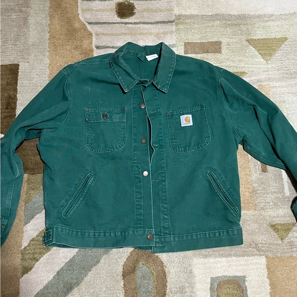 Carhartt Unlined Chore Jacket CU1058 XL CACTUS GREEN, GRAIL/VTG/MINT
